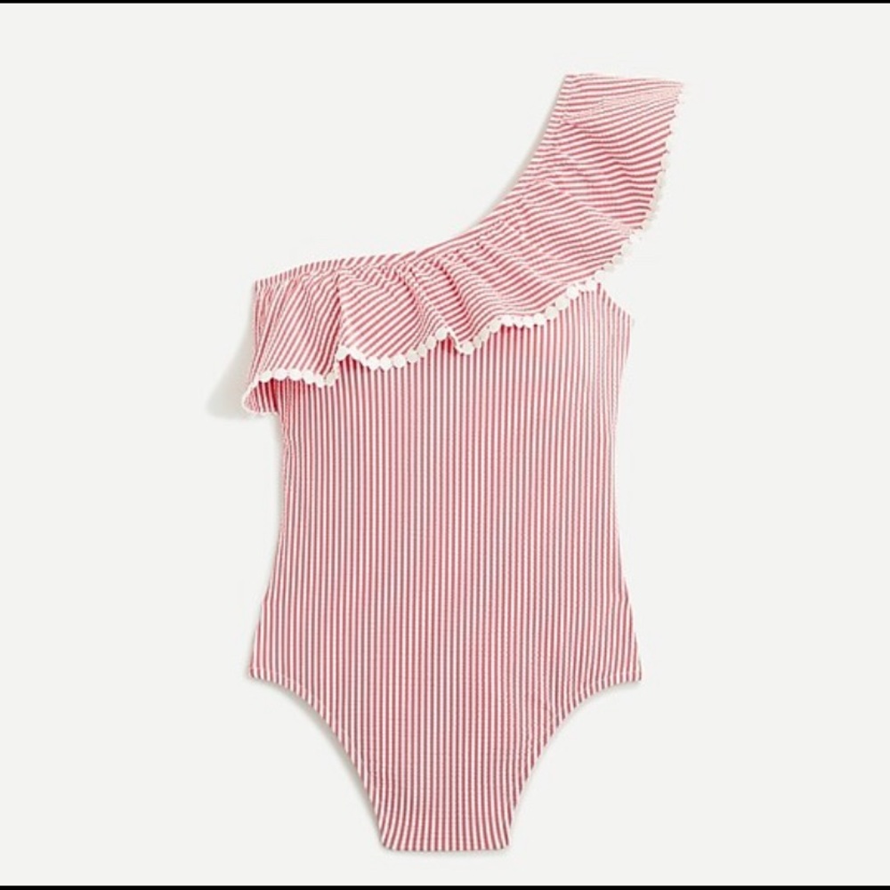 NWT JCrew Seersucker one-shoulder one-piece size 6
